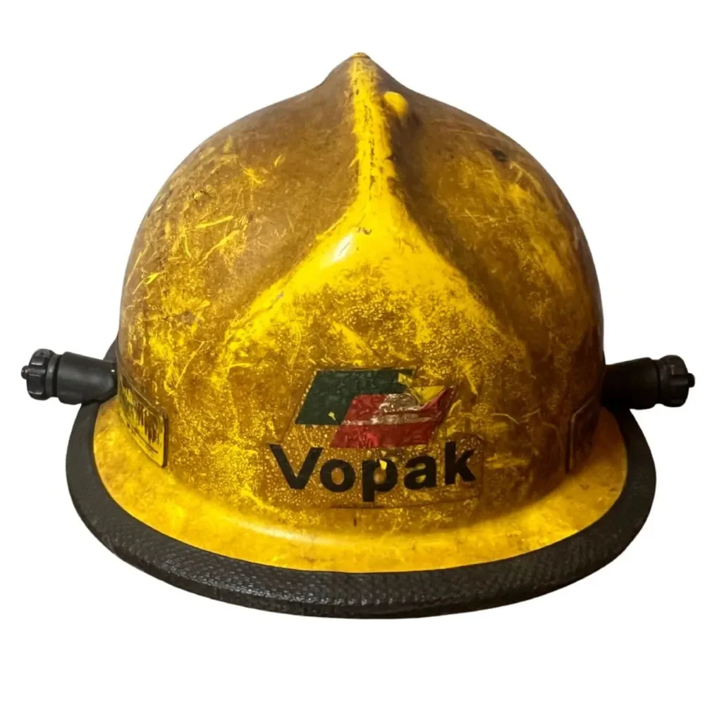 Vintage Cairns & Brothers Firefighter Helmet Metro Yellow Vopak Industrial 1992